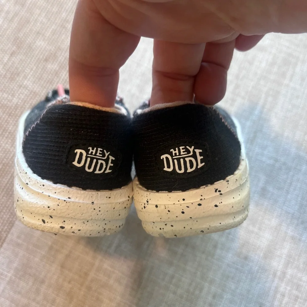 Hey Dude Wendy Toddler Jersey Black Pink Slip On Loafers 40441-001 Size K7
